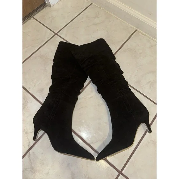 NEW Jessica Simpson Black Suede Slouchy Knee High Kitten Heel Boot Size 6.5 - Picture 12 of 15